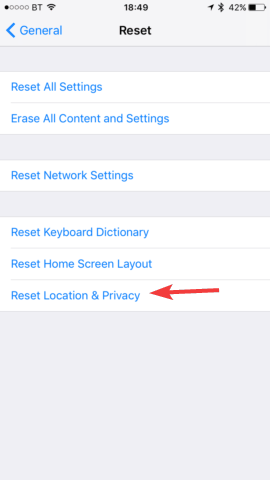 reset location and privacy trust this computer not appearing