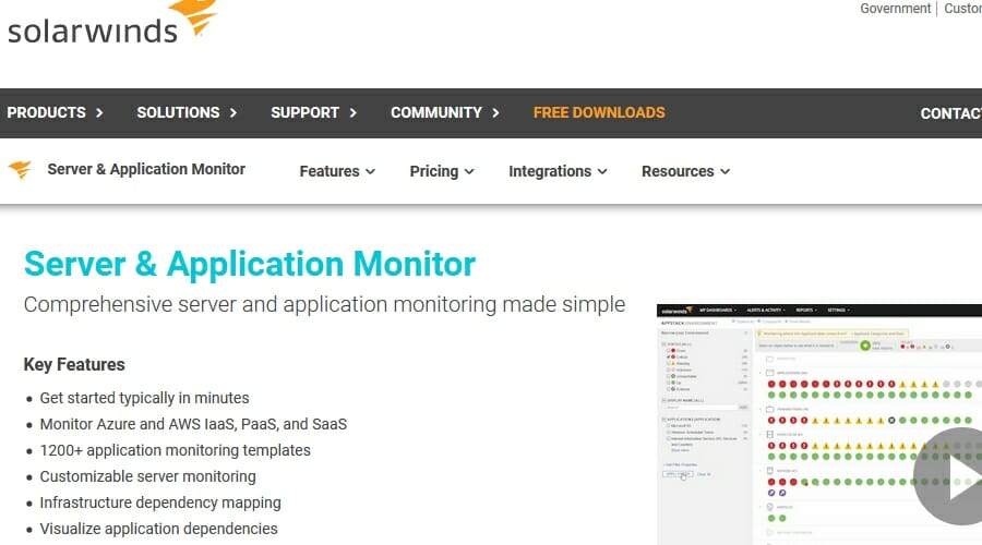solarwinds server and application monitor Server monitoring software