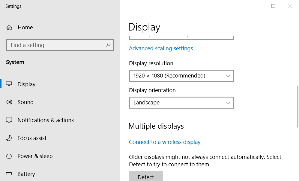 Display resolution drop-down menu Parsec Error 15000