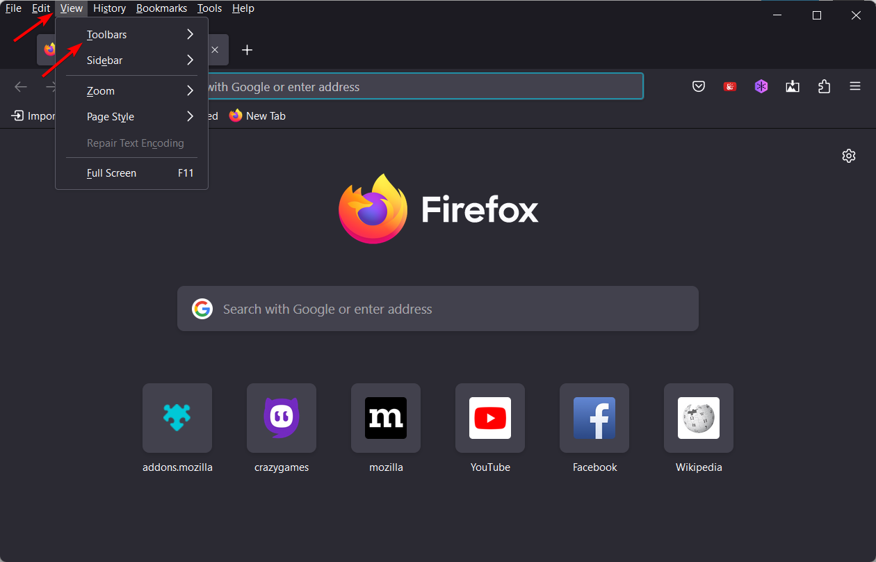 view-toolbars-firefox browser toolbar customization