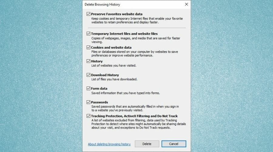 Delete Browsing History Internet Explorer