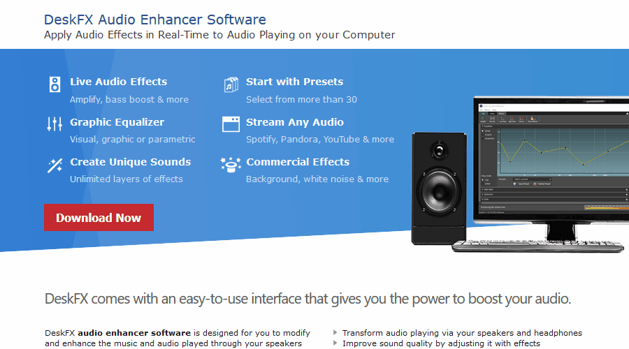 DeskFX Audio Enhancer Software audio volume booster