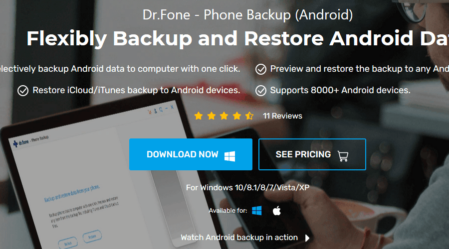 Dr.Fone - Perangkat lunak backup Android Phone Backup untuk pc