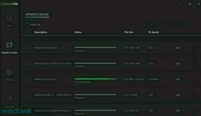 DriverFix updating drivers