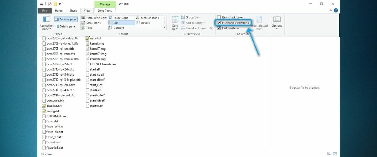Explorer enable file extension visibility