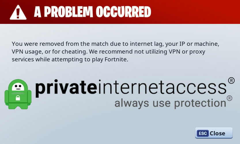 fix the Fortnite VPN error using Private Internet Access