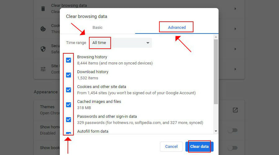how to clear browsing data in Google Chrome