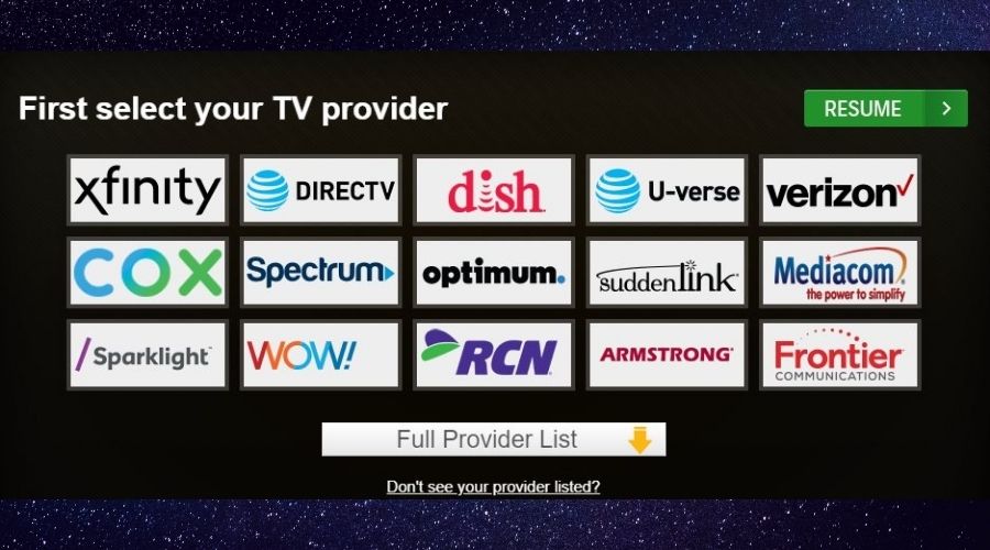NBC Sports provider list