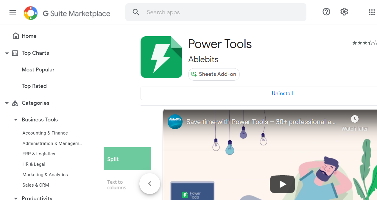 Power Tools-side Slik bytter du celler i Google Sheets