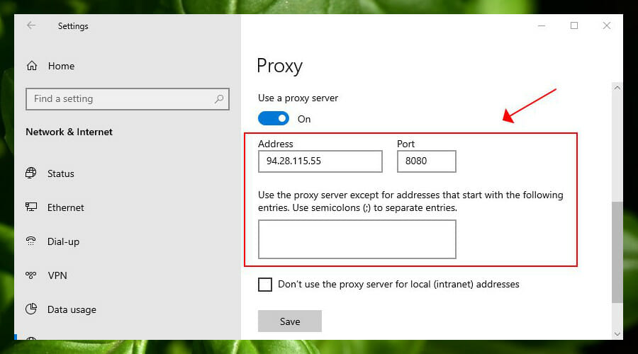 check Windows 10 proxy