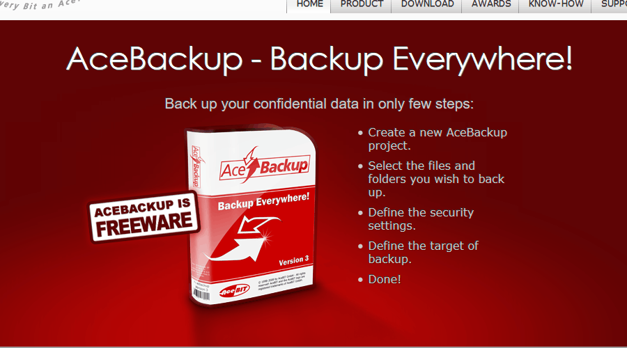AceBackup backup for FTP