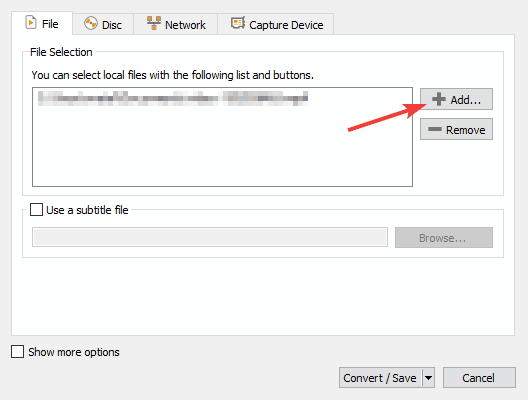 VLC add button How to convert mkv to mp4
