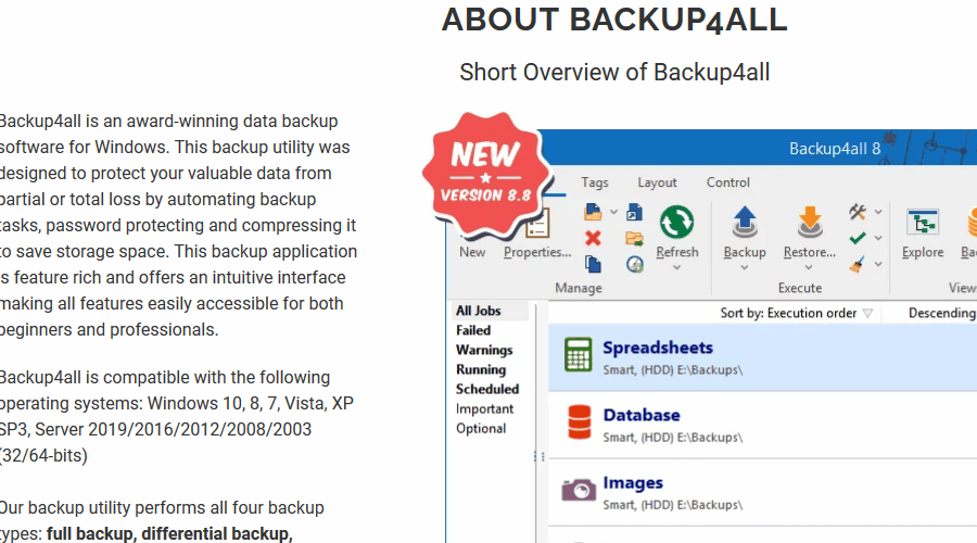 Backup4All mirror backup software