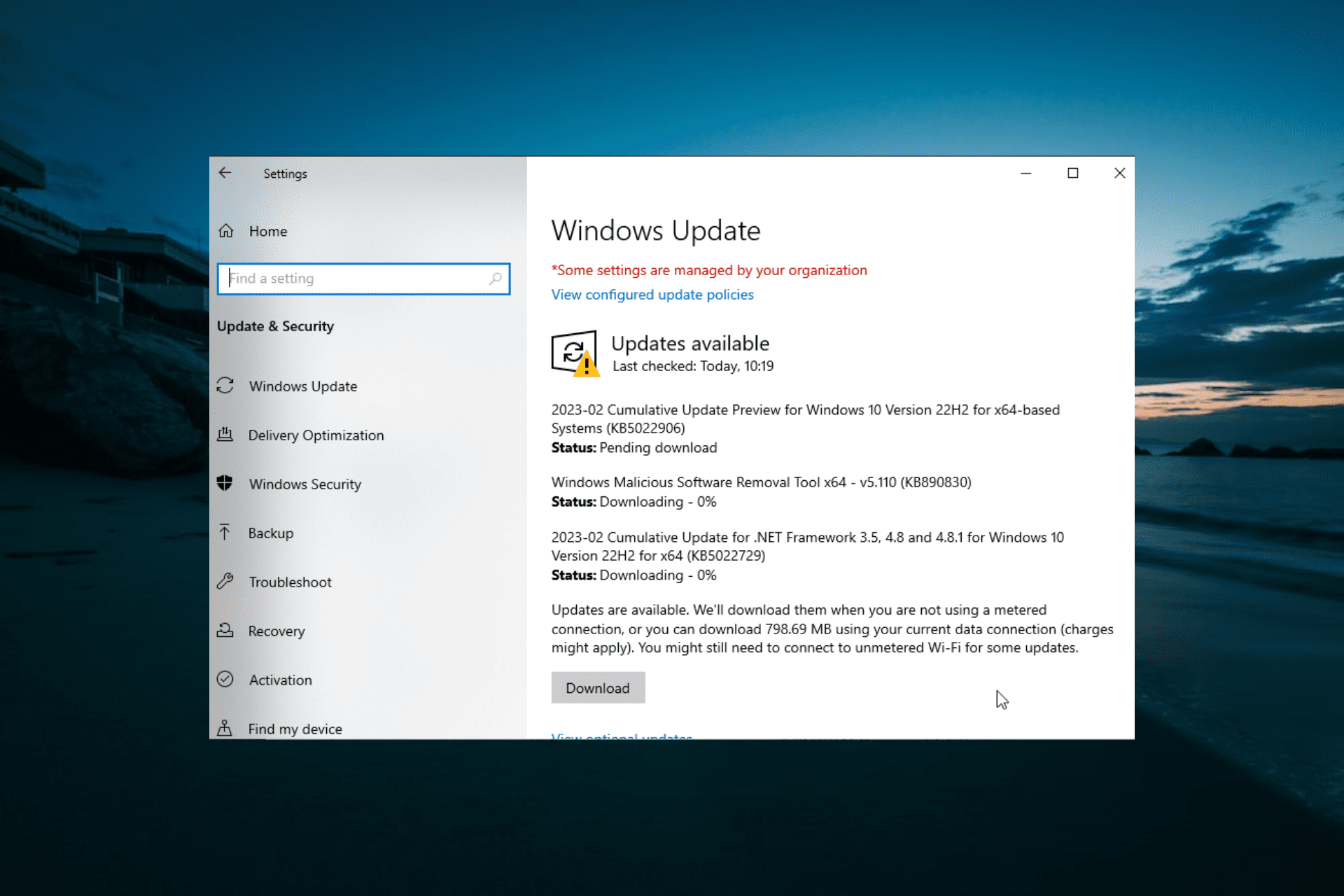 delete failed windows update
