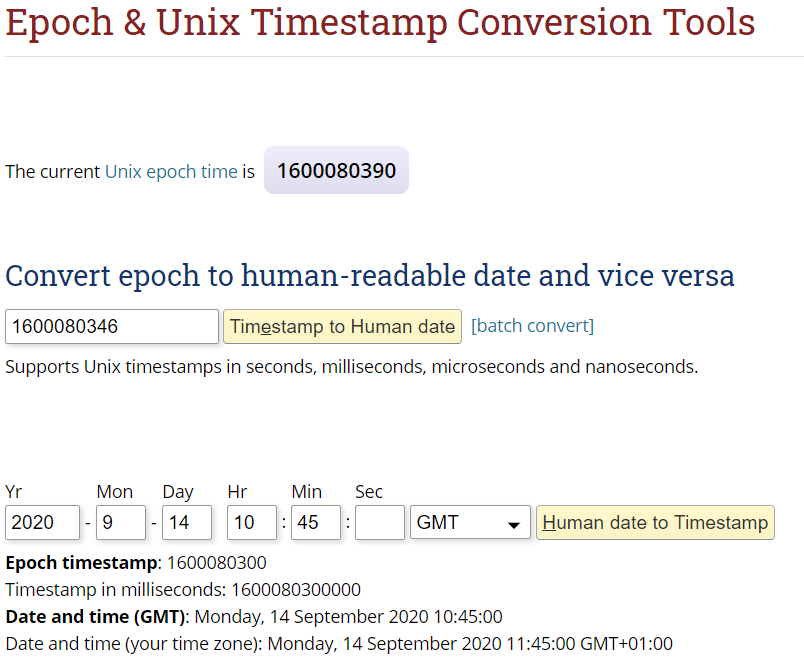 The Epoch timestamp conversion tool search emails by date