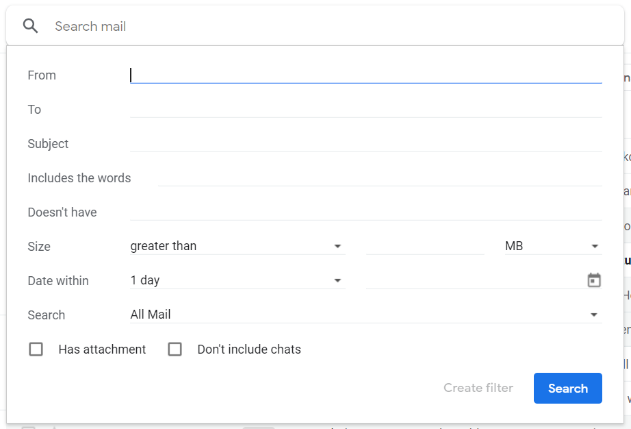 Gmail filter box search emails by date