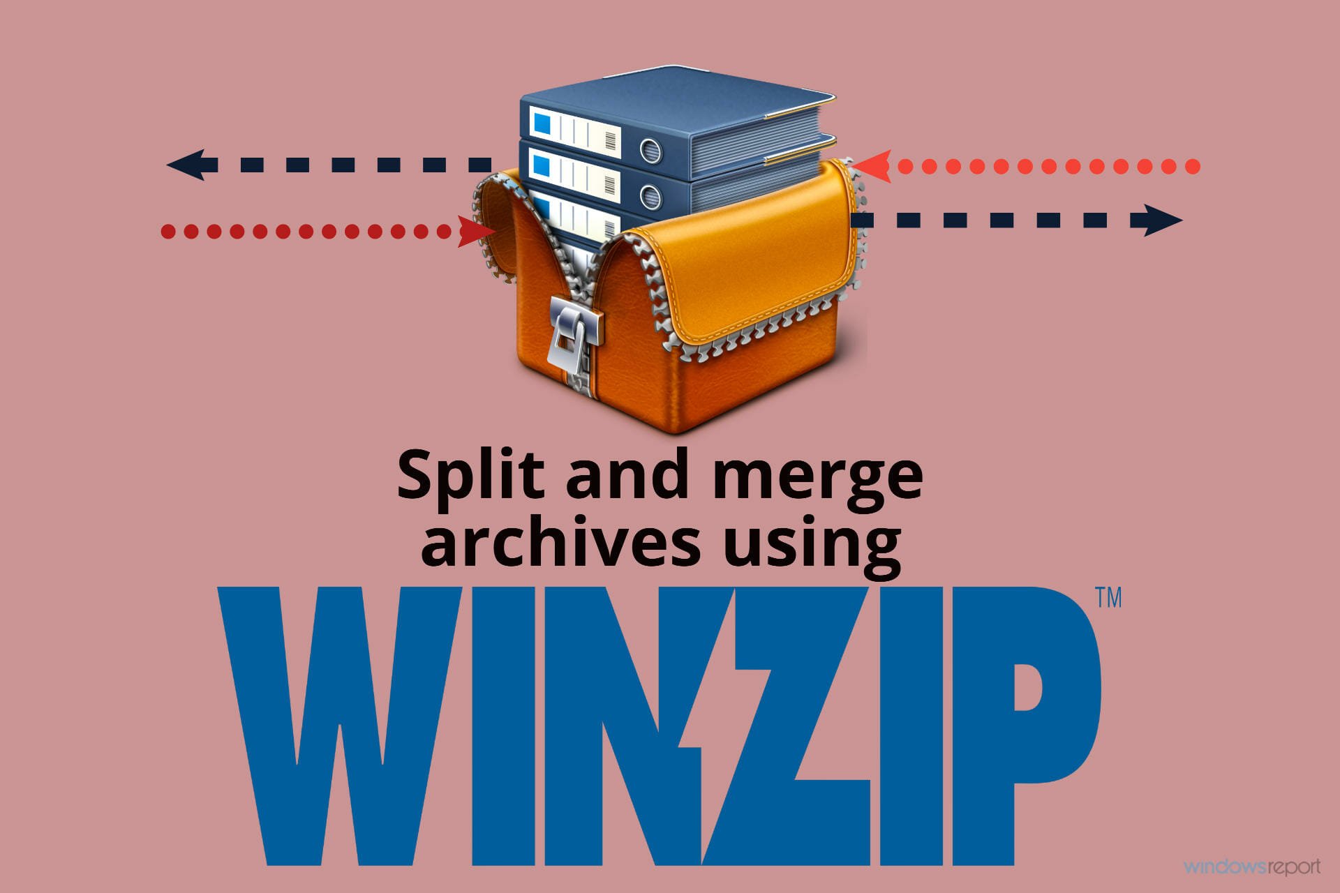 How can I I merge and split files by using WinZip