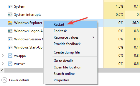 restartujte Windows Explorer položky připnuté na hlavním panelu zmizí Windows 10