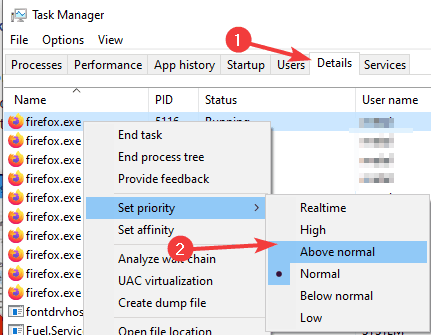 set priority task manager task manager set priority windows 10