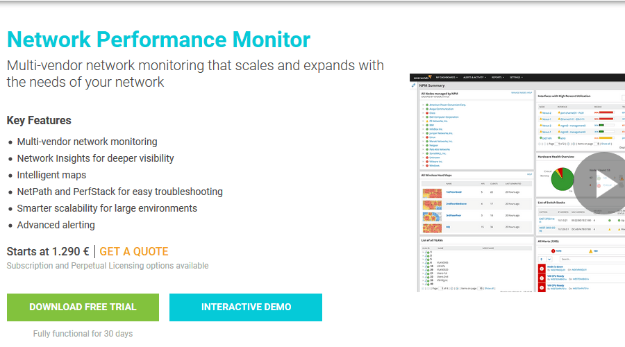 Solarwinds Network Performance Monitor cloud monitoring tools