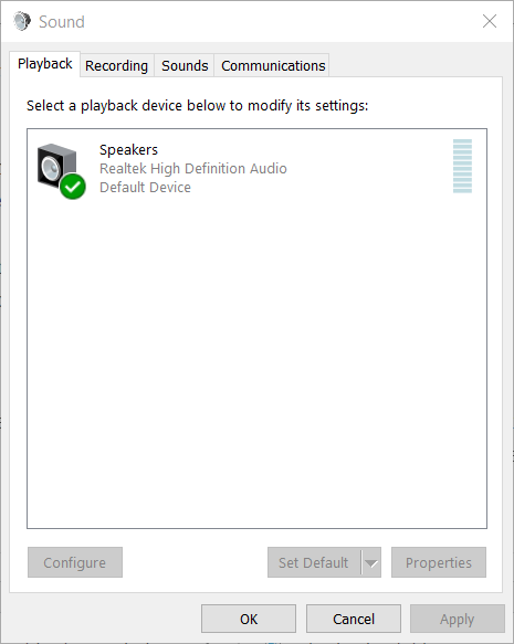 Sound window generic audio driver problem