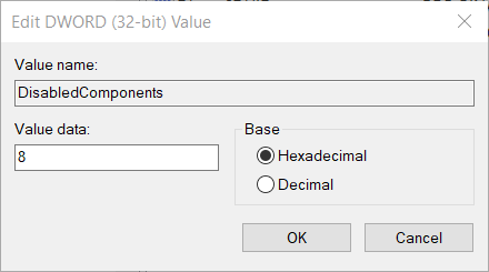 Edit DWORD window microsoft teredo tunneling adapter has a driver problem