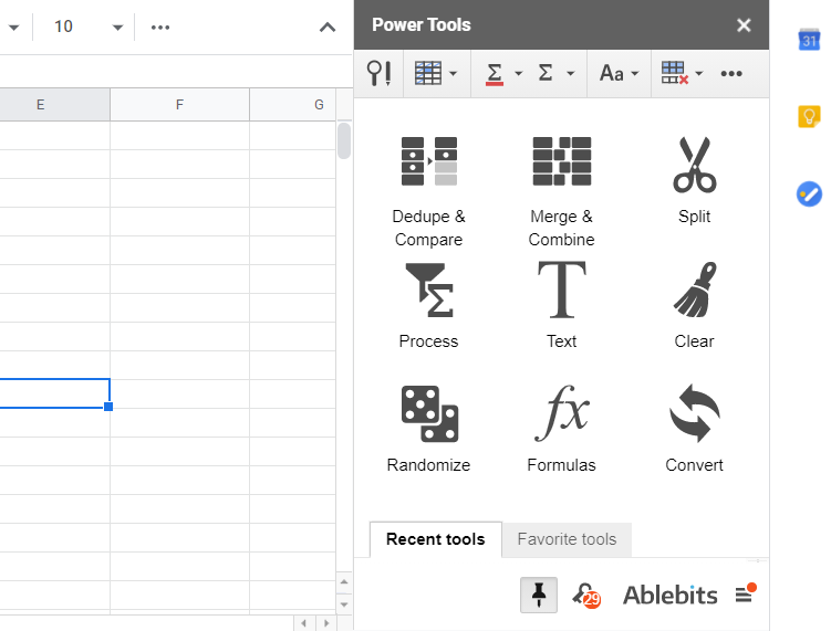 Power Tools sidebar How to swap cells in Google Sheets