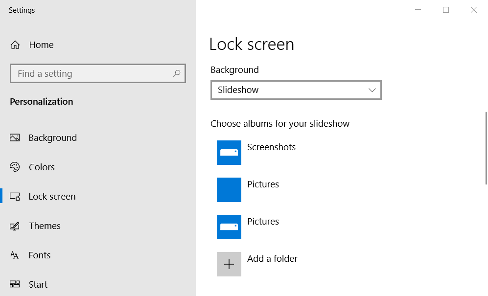 Slideshow album options change windows 10 login
