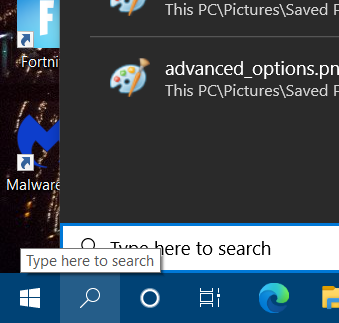 Type here to search button backup for OneDrive 