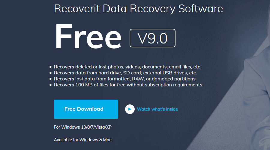 Wondershare Recoverit software to fix corrupted sd card