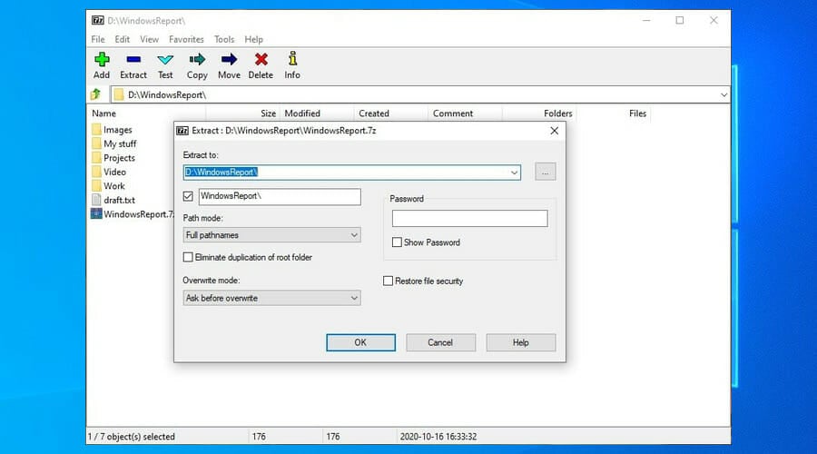 Extract files from archives with 7-Zip