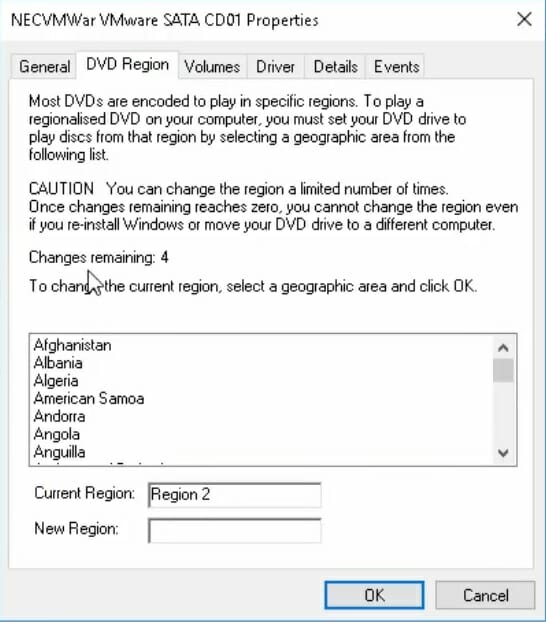 DVD Region tab How to change region code on dvd