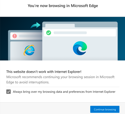 Internet Explorer redirection to Edge