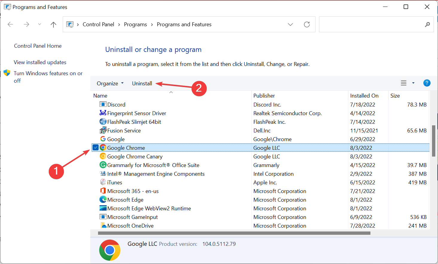 uninstall to fix server error in '/' application chrome