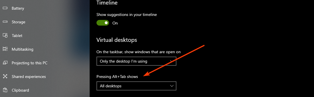 user alt tab after windows update
