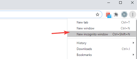 new incognito window error loading this resource chrome
