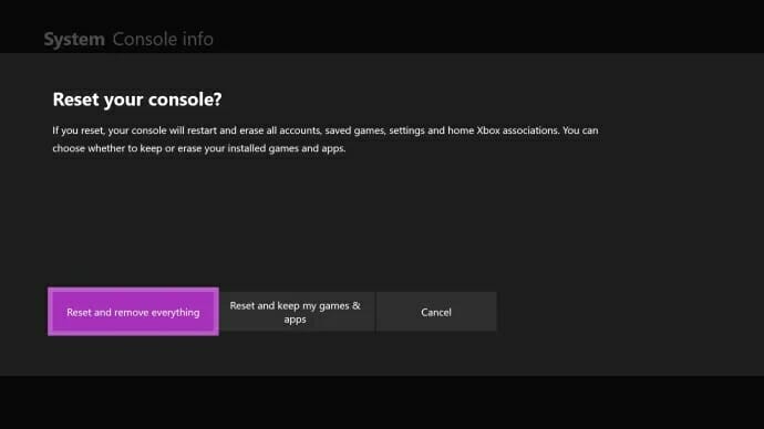 reset and remove everything microsoft edge xbox one not working