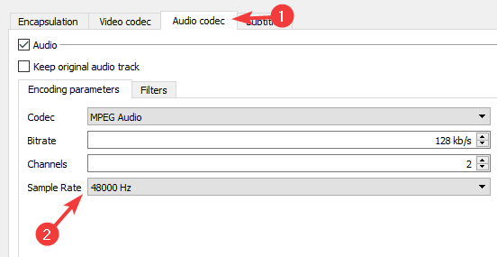 audio codec tab no audio after video conversion vlc