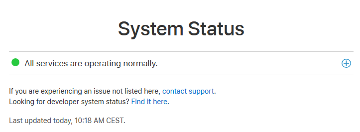 system status updating icloud settings stuck