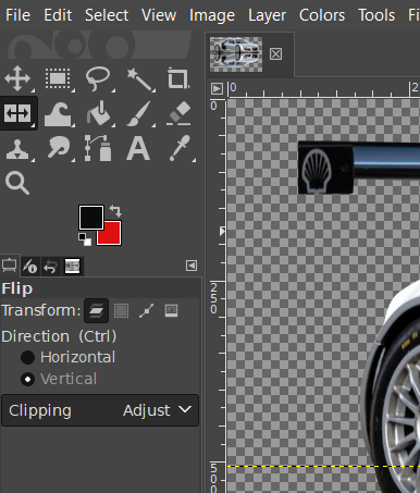 The Flip Tool button flip tool / mirror image gimp