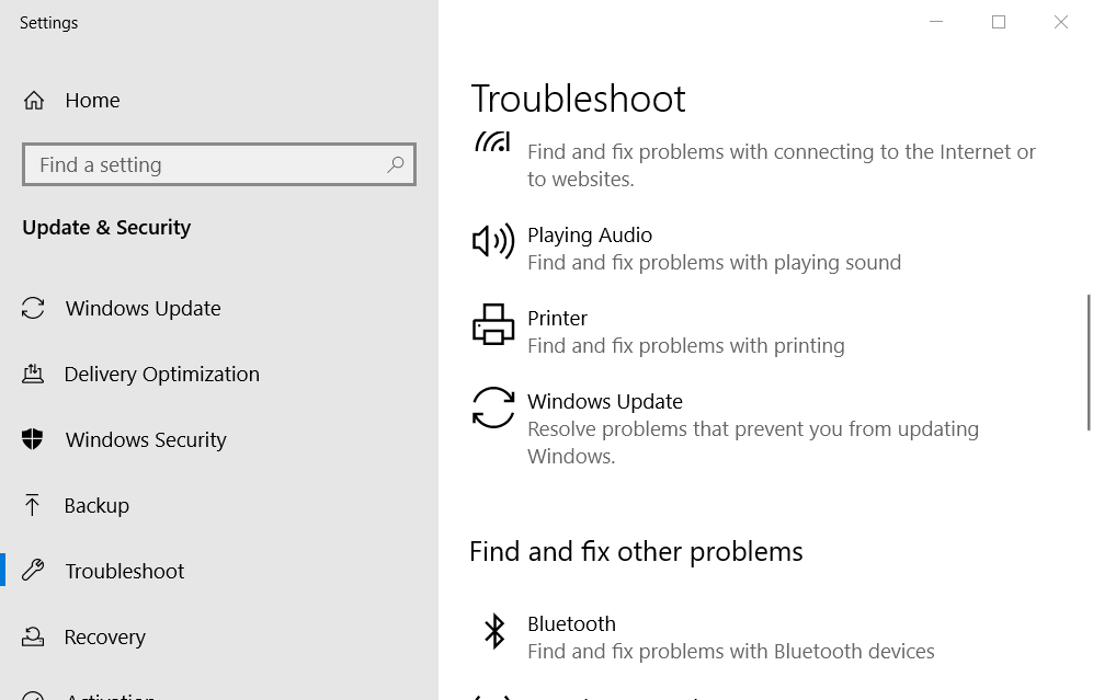 The Troubleshoot tab windows update could not be installed because of error 214984296