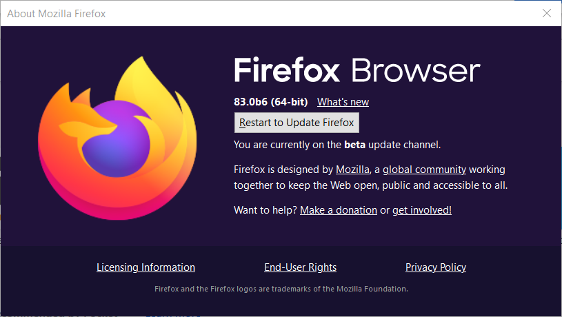 Sobre o Mozilla Firefox janela twitch error 1000