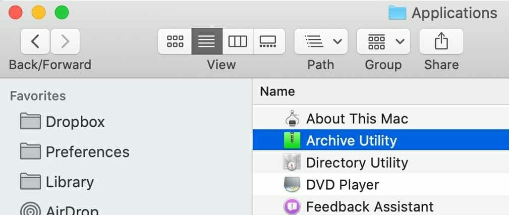 archive utility how to zip multiple folders mac