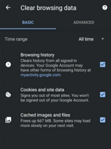 clear browsing data android your browser is heavily damaged by virus