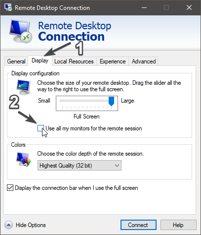 dual monitor remote desktop client windows 7