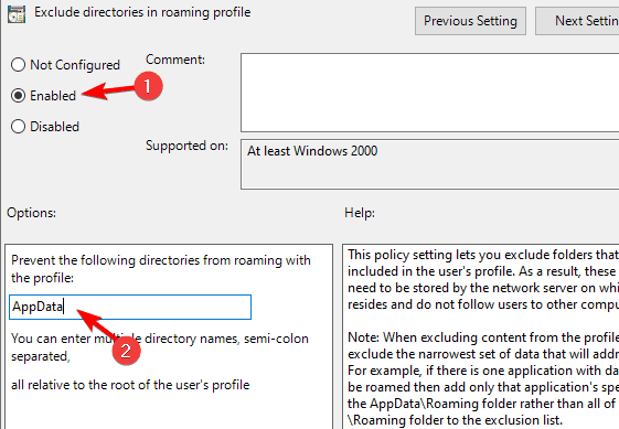 exclude directories your roaming profile was not completely synchronized