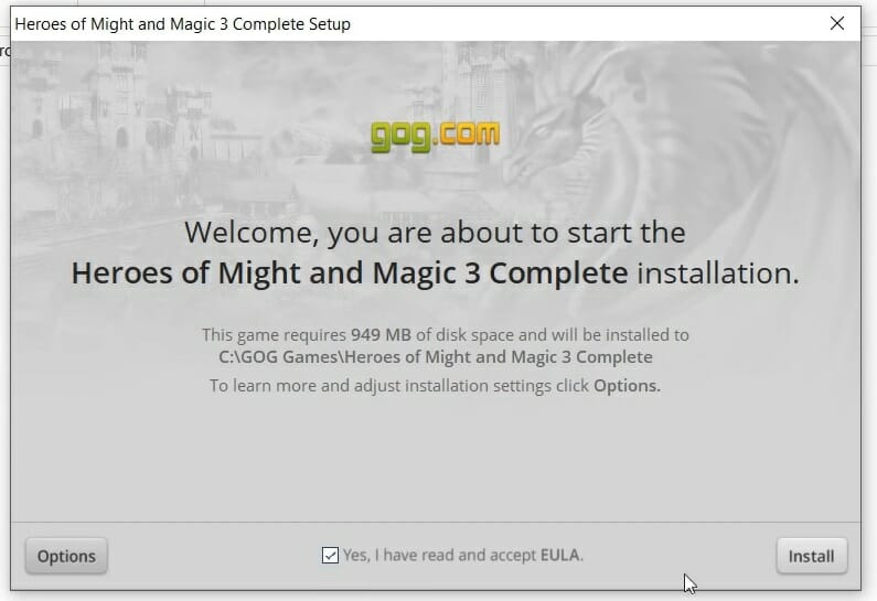 Heroes of Might and Magic 3 setup window heroes of might and magic 3 windows 10