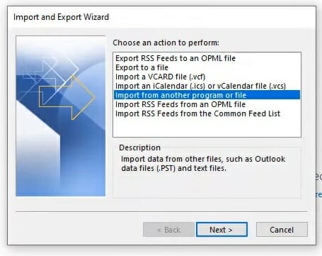 Import and Export Wizard outlook.pst is not valid