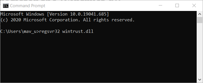 regsvr32 command windows update code 800b0100