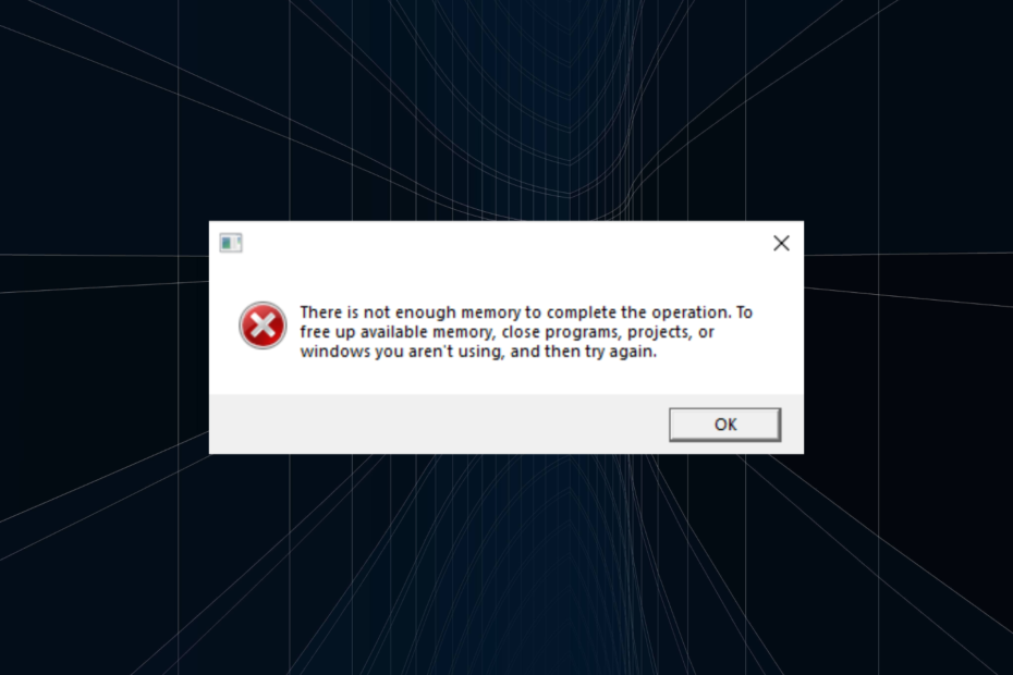 Fix: There Is Not Enough Memory To Complete This Operation